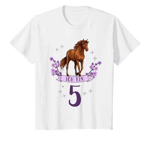 Geburtstag 5 Pferd Fünfter Geburtstag Mädchen 5 Jahre alt T-Shirt von Kinder Geburtstage Reiten Pferde Party Outfit