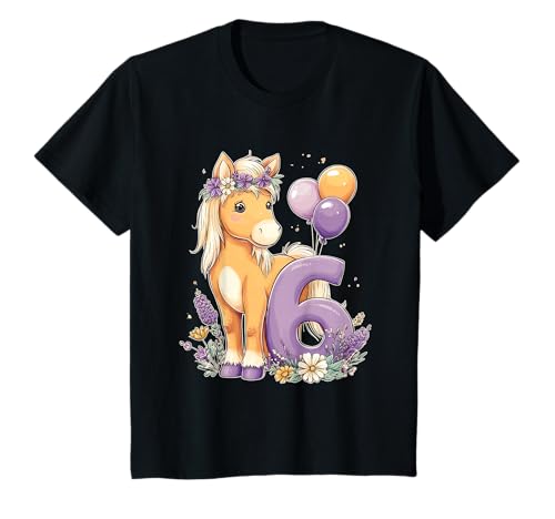 Kinder Geburtstag 6 Mädchen Pferd Reiten Stall Sechs Jahre T-Shirt von Kinder Geburtstage Reiten Pferde Party Outfit