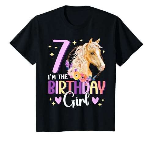 Geburtstag 7 Mädchen Pferd Reiten Stall Party 7 Jahre alt T-Shirt von Kinder Geburtstage Reiten Pferde Party Outfit