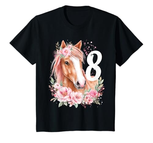 Kinder Geburtstag 8 Mädchen Pferd Reiten Stall Acht Jahre T-Shirt von Kinder Geburtstage Reiten Pferde Party Outfit