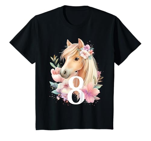Kinder Geburtstag 8 Mädchen Pferd Reiten Stall Acht Jahre T-Shirt von Kinder Geburtstage Reiten Pferde Party Outfit