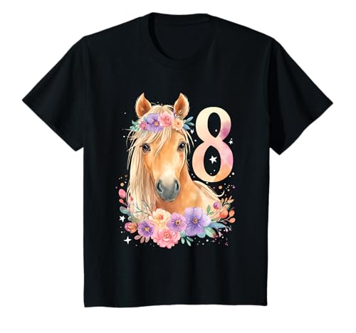 Kinder Geburtstag 8 Mädchen Pferd Reiten Stall Acht Jahre T-Shirt von Kinder Geburtstage Reiten Pferde Party Outfit