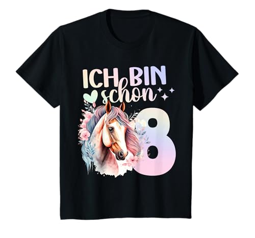 Geburtstag 8 Mädchen Pferd Reiten Stall Achter 8 Jahre T-Shirt von Kinder Geburtstage Reiten Pferde Party Outfit