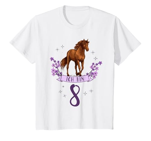 Geburtstag 8 Pferd Achter Geburtstag Mädchen 8 Jahre Stall T-Shirt von Kinder Geburtstage Reiten Pferde Party Outfit