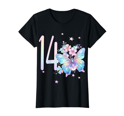 Geburtstag 14 Mädchen Schmetterling Fourteen 14 Jahre T-Shirt von Kinder Geburtstage Schmetterling Fee Party Outfit
