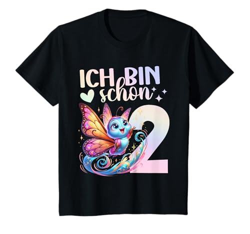 Geburtstag 2 Mädchen Schmetterling Zwei 2 Jahre T-Shirt von Kinder Geburtstage Schmetterling Fee Party Outfit
