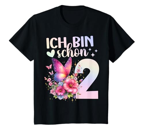 Geburtstag 2 Mädchen Schmetterling Zwei 2 Jahre T-Shirt von Kinder Geburtstage Schmetterling Fee Party Outfit