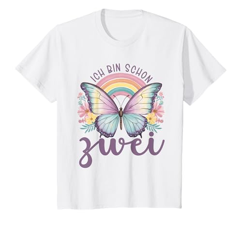 Kinder Geburtstag 2 Mädchen Schmetterling Zwei 2 Jahre T-Shirt von Kinder Geburtstage Schmetterling Fee Party Outfit