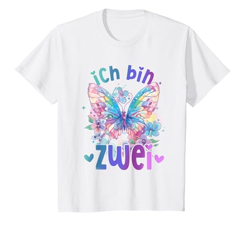 Kinder Geburtstag 2 Mädchen Schmetterling Zwei 2 Jahre T-Shirt von Kinder Geburtstage Schmetterling Fee Party Outfit