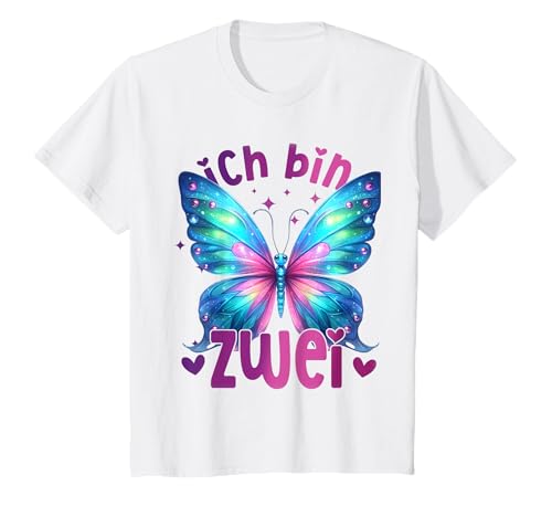 Geburtstag 2 Mädchen Schmetterling Zwei 2 Jahre T-Shirt von Kinder Geburtstage Schmetterling Fee Party Outfit