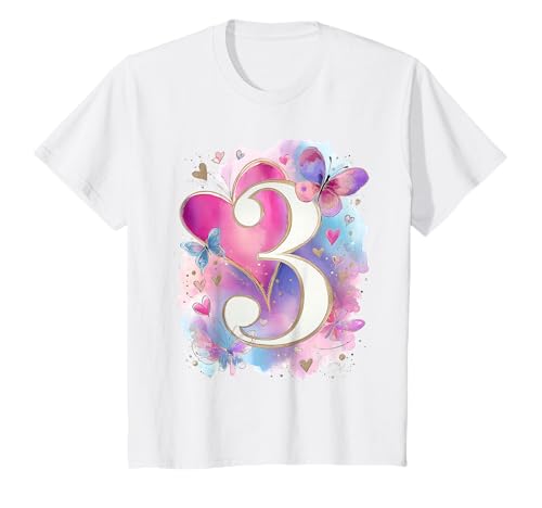 Kinder Geburtstag 3 Mädchen Schmetterling DREI Jahre T-Shirt von Kinder Geburtstage Schmetterling Fee Party Outfit