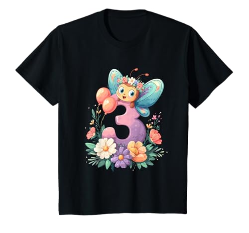 Kinder Geburtstag 3 Mädchen Schmetterling DREI Jahre T-Shirt von Kinder Geburtstage Schmetterling Fee Party Outfit