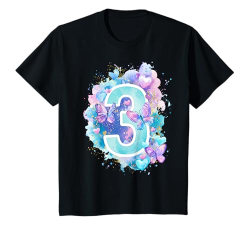 Kinder Geburtstag 3 Mädchen Schmetterling DREI Jahre T-Shirt von Kinder Geburtstage Schmetterling Fee Party Outfit