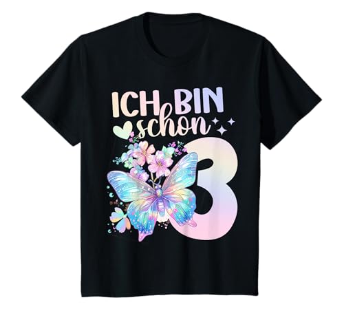 Geburtstag 3 Mädchen Schmetterling Mädchen Drei 3 Jahre T-Shirt von Kinder Geburtstage Schmetterling Fee Party Outfit