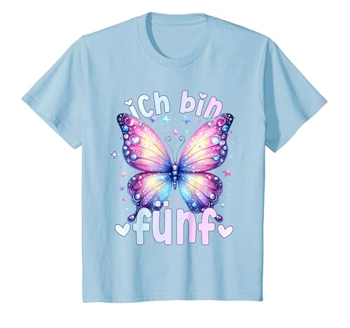 Kinder Geburtstag 5 Mädchen Schmetterling Fünfter 5 Jahre alt T-Shirt von Kinder Geburtstage Schmetterling Fee Party Outfit
