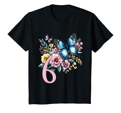 Kinder Geburtstag 6 Mädchen Schmetterling Party 6 Jahre alt T-Shirt von Kinder Geburtstage Schmetterling Fee Party Outfit