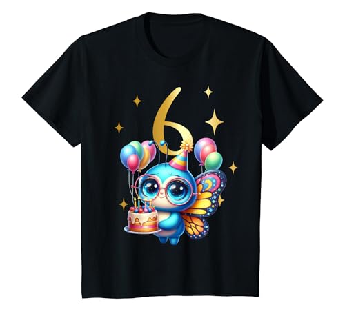 Kinder Geburtstag 6 Mädchen Schmetterling Party 6 Jahre alt T-Shirt von Kinder Geburtstage Schmetterling Fee Party Outfit