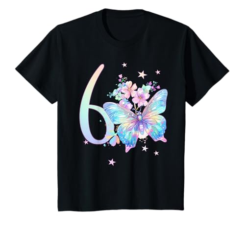 Geburtstag 6 Mädchen Schmetterling Party 6 Jahre alt T-Shirt von Kinder Geburtstage Schmetterling Fee Party Outfit