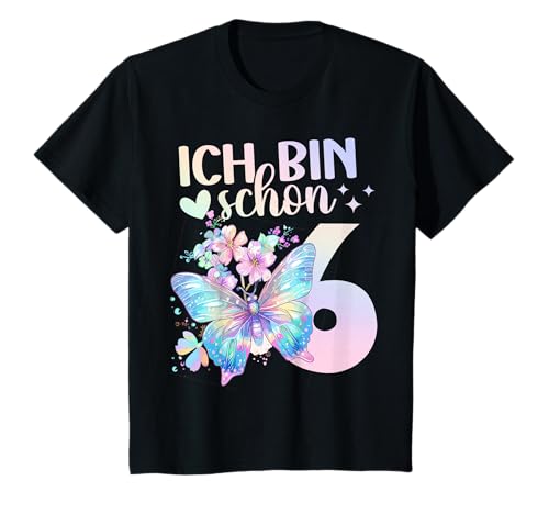 Kinder Geburtstag 6 Mädchen Schmetterling Party 6 Jahre alt T-Shirt von Kinder Geburtstage Schmetterling Fee Party Outfit
