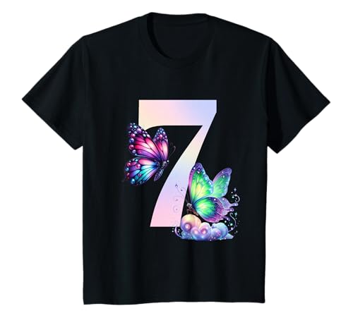 Geburtstag 7 Mädchen Schmetterling Party 7 Jahre alt T-Shirt von Kinder Geburtstage Schmetterling Fee Party Outfit
