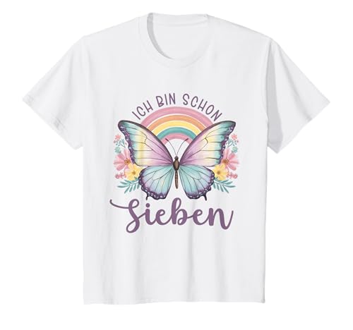 Kinder Geburtstag 7 Mädchen Schmetterling Party 7 Jahre alt T-Shirt von Kinder Geburtstage Schmetterling Fee Party Outfit