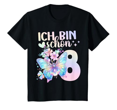 Geburtstag 8 Mädchen Schmetterling Achter 8 Jahre T-Shirt von Kinder Geburtstage Schmetterling Fee Party Outfit