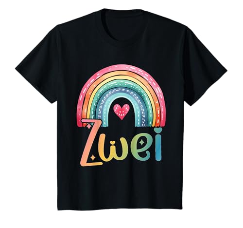 Kinder Geburtstag 2 Mädchen Regenbogen Fee Zwei 2 Jahre T-Shirt von Kinder Geburtstage Schmetterling Regenbogen