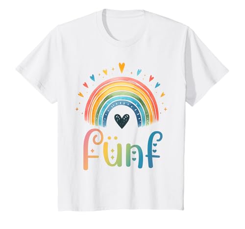 Kinder Geburtstag 5 Mädchen Regenbogen Fee Fünfter 5 Jahre alt T-Shirt von Kinder Geburtstage Schmetterling Regenbogen