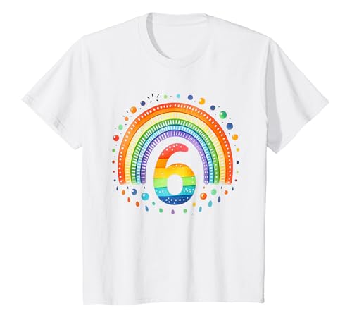 Kinder Geburtstag 6 Mädchen Regenbogen Fee Party 6 Jahre alt T-Shirt von Kinder Geburtstage Schmetterling Regenbogen