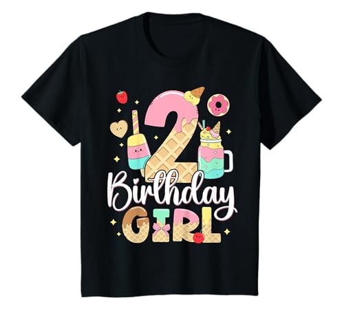 Geburtstag 2 Mädchen Eis Süßigkeiten Zwei 2 Jahre T-Shirt Geburtstag 2 Mädchen Eis Süßigkeiten Zwei 2 Jahre T-Shirt von Kinder Geburtstage Süßigkeiten Eis Outfit