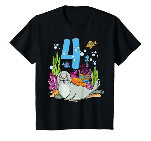 Kinder Geburtstagsshirt 4 Jahre Geburtstag Robbe T-Shirt Kinder Geburtstagsshirt 4 Jahre Geburtstag Robbe T-Shirt von Kinder Geburtstagsgeschenke von Lifua