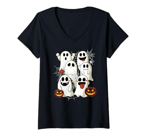Damen Geister & Gespenster Outfit Kinder Süßer Geist Halloween T-Shirt mit V-Ausschnitt Damen Geister & Gespenster Outfit Kinder Süßer Geist Halloween T-Shirt mit V-Ausschnitt von Kinder Halloween Kostüme & Bekleidung Erwachsene