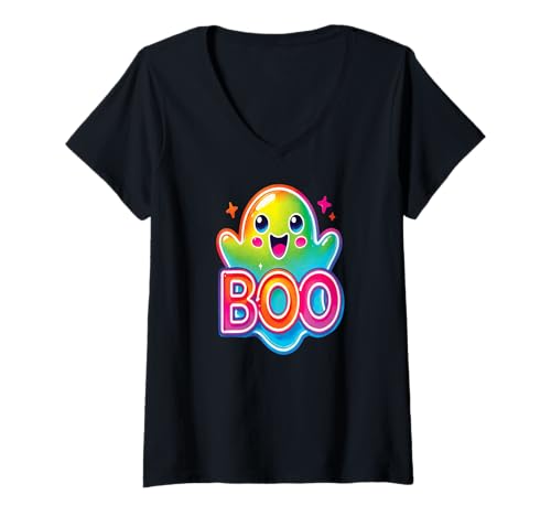 Damen Geister & Gespenster Outfit Kinder Süßer Geist Halloween T-Shirt mit V-Ausschnitt Damen Geister & Gespenster Outfit Kinder Süßer Geist Halloween T-Shirt mit V-Ausschnitt von Kinder Halloween Kostüme & Bekleidung Erwachsene