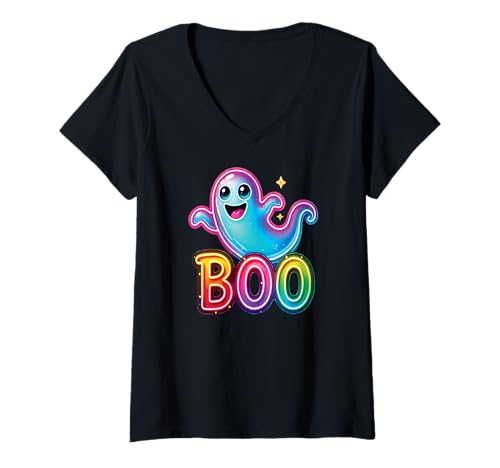 Damen Geister & Gespenster Outfit Kinder Süßer Geist Halloween T-Shirt mit V-Ausschnitt Damen Geister & Gespenster Outfit Kinder Süßer Geist Halloween T-Shirt mit V-Ausschnitt von Kinder Halloween Kostüme & Bekleidung Erwachsene