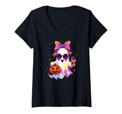 Damen Geister & Gespenster Outfit Kinder Süßer Geist Halloween T-Shirt mit V-Ausschnitt Damen Geister & Gespenster Outfit Kinder Süßer Geist Halloween T-Shirt mit V-Ausschnitt von Kinder Halloween Kostüme & Bekleidung Erwachsene