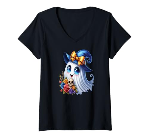 Damen Geister & Gespenster Outfit Kinder Süßer Geist Halloween T-Shirt mit V-Ausschnitt Damen Geister & Gespenster Outfit Kinder Süßer Geist Halloween T-Shirt mit V-Ausschnitt von Kinder Halloween Kostüme & Bekleidung Erwachsene