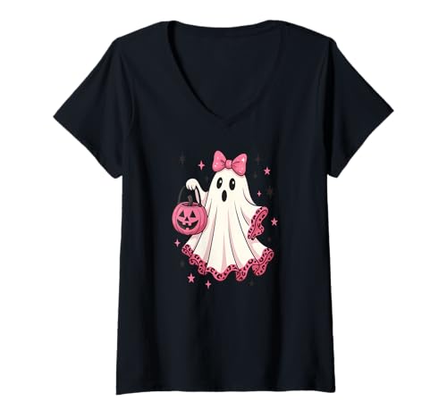 Damen Geister & Gespenster Outfit Kinder Süßer Geist Halloween T-Shirt mit V-Ausschnitt von Kinder Halloween Kostüme & Bekleidung Erwachsene