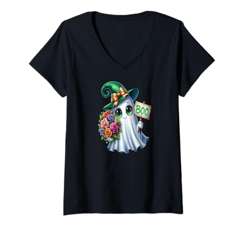 Damen Geister & Gespenster Outfit Kinder Süßer Geist Halloween T-Shirt mit V-Ausschnitt Damen Geister & Gespenster Outfit Kinder Süßer Geist Halloween T-Shirt mit V-Ausschnitt von Kinder Halloween Kostüme & Bekleidung Erwachsene