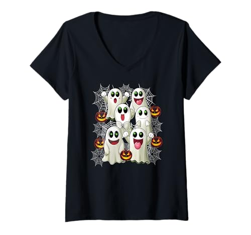 Damen Geister & Gespenster Outfit Kinder Süßer Geist Halloween T-Shirt mit V-Ausschnitt Damen Geister & Gespenster Outfit Kinder Süßer Geist Halloween T-Shirt mit V-Ausschnitt von Kinder Halloween Kostüme & Bekleidung Erwachsene