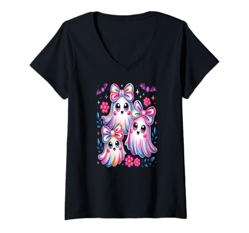 Damen Geister & Gespenster Outfit Kinder Süßer Geist Halloween T-Shirt mit V-Ausschnitt Damen Geister & Gespenster Outfit Kinder Süßer Geist Halloween T-Shirt mit V-Ausschnitt von Kinder Halloween Kostüme & Bekleidung Erwachsene