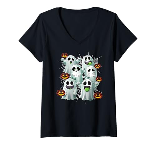 Damen Süßer Geist Halloween Geister & Gespenster Outfit Kinder T-Shirt mit V-Ausschnitt Damen Süßer Geist Halloween Geister & Gespenster Outfit Kinder T-Shirt mit V-Ausschnitt von Kinder Halloween Kostüme & Bekleidung Erwachsene