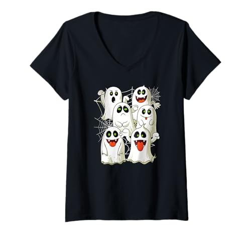 Damen Süßer Geist Halloween Gruselige Geister & Gespenster Outfit T-Shirt mit V-Ausschnitt Damen Süßer Geist Halloween Gruselige Geister & Gespenster Outfit T-Shirt mit V-Ausschnitt von Kinder Halloween Kostüme & Bekleidung Erwachsene
