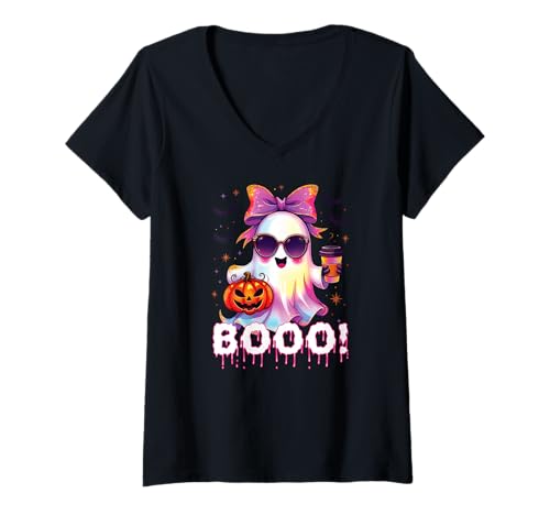 Damen Süßer Geist Halloween Gruselige Geister & Gespenster Outfit T-Shirt mit V-Ausschnitt Damen Süßer Geist Halloween Gruselige Geister & Gespenster Outfit T-Shirt mit V-Ausschnitt von Kinder Halloween Kostüme & Bekleidung Erwachsene