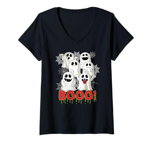 Damen Süßer Geist Halloween Gruselige Geister & Gespenster Outfit T-Shirt mit V-Ausschnitt Damen Süßer Geist Halloween Gruselige Geister & Gespenster Outfit T-Shirt mit V-Ausschnitt von Kinder Halloween Kostüme & Bekleidung Erwachsene