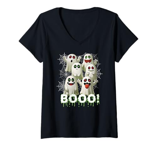 Damen Süßer Geist Halloween Gruselige Geister & Gespenster Outfit T-Shirt mit V-Ausschnitt Damen Süßer Geist Halloween Gruselige Geister & Gespenster Outfit T-Shirt mit V-Ausschnitt von Kinder Halloween Kostüme & Bekleidung Erwachsene
