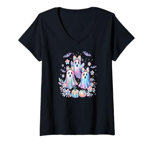 Damen Süßer Geist - Halloween T-Shirt für Kinder Gespenster Kostüm T-Shirt mit V-Ausschnitt Damen Süßer Geist - Halloween T-Shirt für Kinder Gespenster Kostüm T-Shirt mit V-Ausschnitt von Kinder Halloween Kostüme & Bekleidung Erwachsene