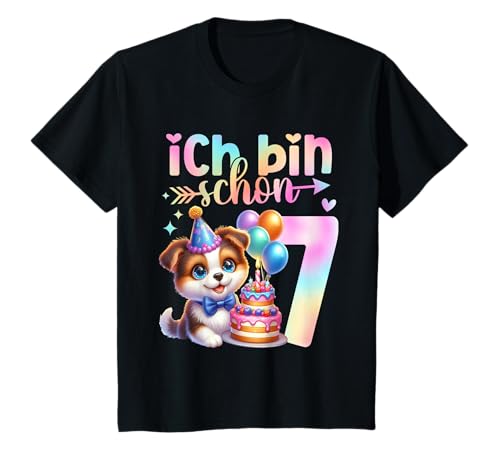 Geburtstag 7 Mädchen Hund Süß Party 7 Jahre alt T-Shirt Geburtstag 7 Mädchen Hund Süß Party 7 Jahre alt T-Shirt von Kinder Haustier Geburtstage Hund Tier Party Outfit