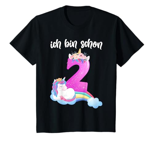 Mädchen Einhorn Ich bin schon 2 Jahre alt 2. Geburtstag 2022 T-Shirt von Kinder Ich bin Einhorn Geburtstag für Mädchen dEF