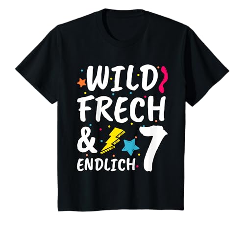 Wild, Frech & Endlich 7 Kinder Shirts, Siebte Geburtstag T-Shirt Wild, Frech & Endlich 7 Kinder Shirts, Siebte Geburtstag T-Shirt von Kinder Jahrestag Geschenke für Junge & Mädchen