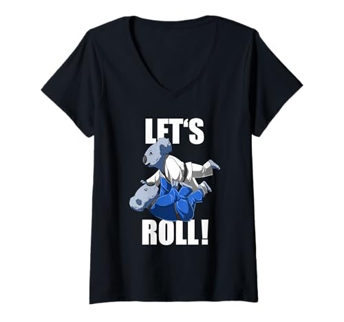 Damen Jiu Jitsu Grappling Koala T-Shirt mit V-Ausschnitt Damen Jiu Jitsu Grappling Koala T-Shirt mit V-Ausschnitt von Kinder Judo BJJ Shirt und Geschenk
